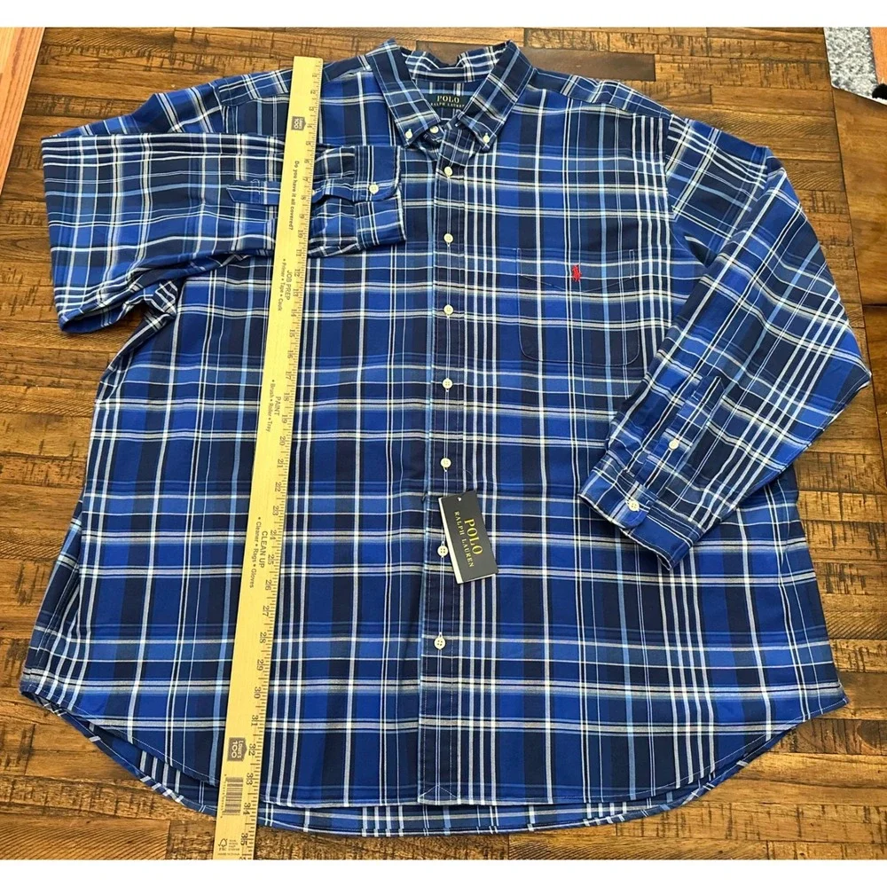 NWT $138 Polo Ralph Lauren Mens 3XB Pony Plaid‎ Oxford Button Down Shirt Big